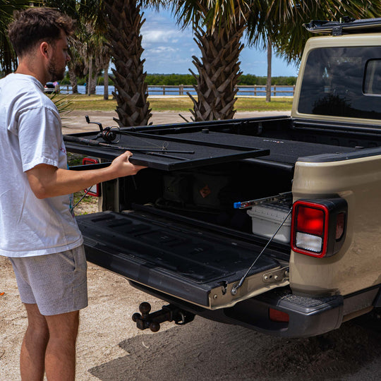 EZ4X4 Bed Box - Jeep Gladiator (JT Specific) Sliding Shelf for Tailgate Extender