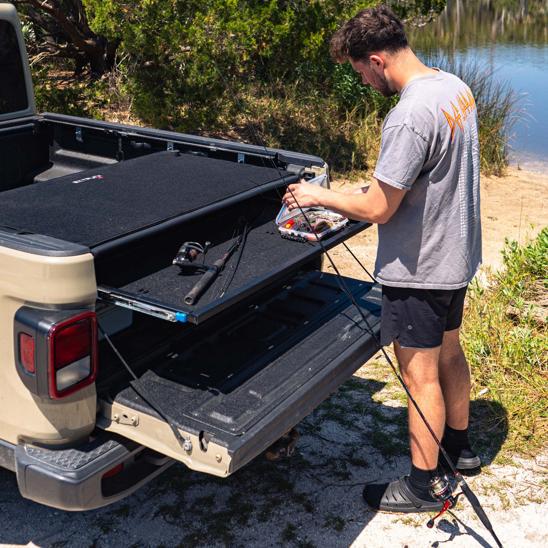 EZ4X4 Bed Box - Jeep Gladiator (JT Specific) Sliding Shelf for Tailgate Extender