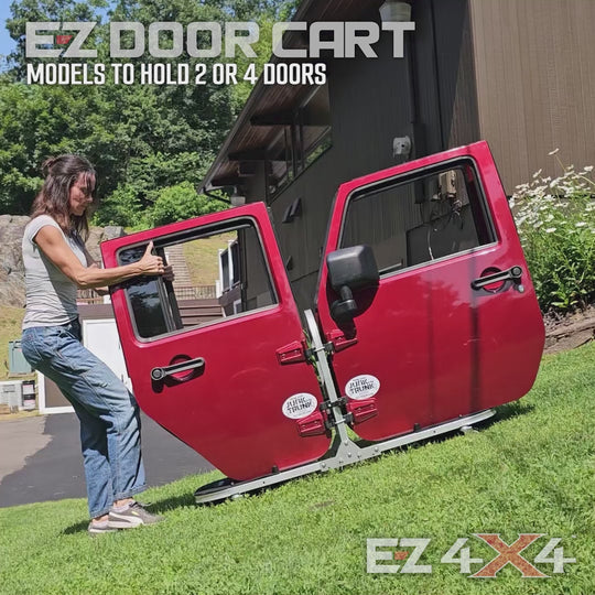 EZ4X4 Jeep 4 Door Aluminum Folding Rolling Door Cart - Storage Door Rack Holder Stand